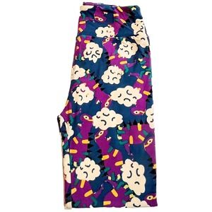 LuLaRoe Purple Dinosaur Legging One Size O/S Blue Background NWOT